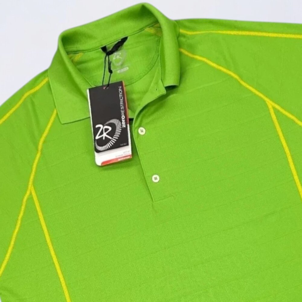 NEW Zero Restriction Polo Shirt Men's‎ Large Green Tour Series Performance Golf